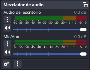 Panel de Mezclador de Audio de OBS Studio